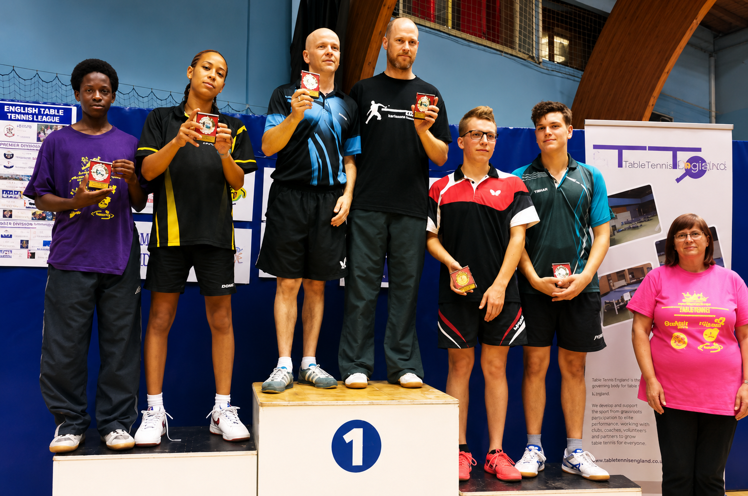 Players on the podium after a Dulwich TTC competition